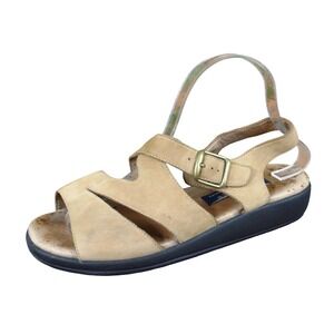 Easy Spirit Anti-Gravity Women Slingback‎ Wedge Sandal 9WW Walking Tan Leather